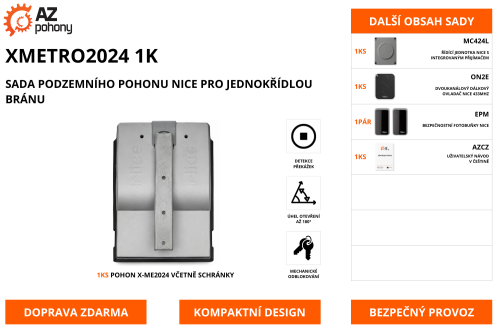XMETRO2024 1K - sada podzemního pohonu Nice pro jednokřídlou bránu